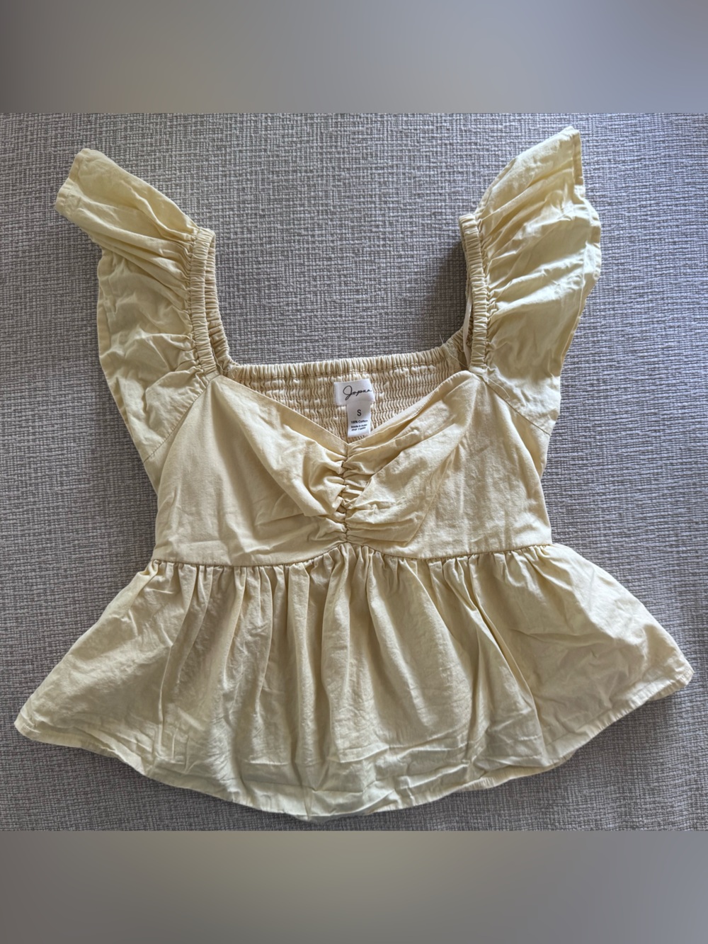 Butter yellow Ruffled Square-Neck Babydoll Top